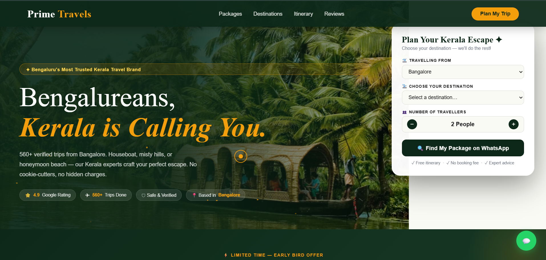 Prime Travels website